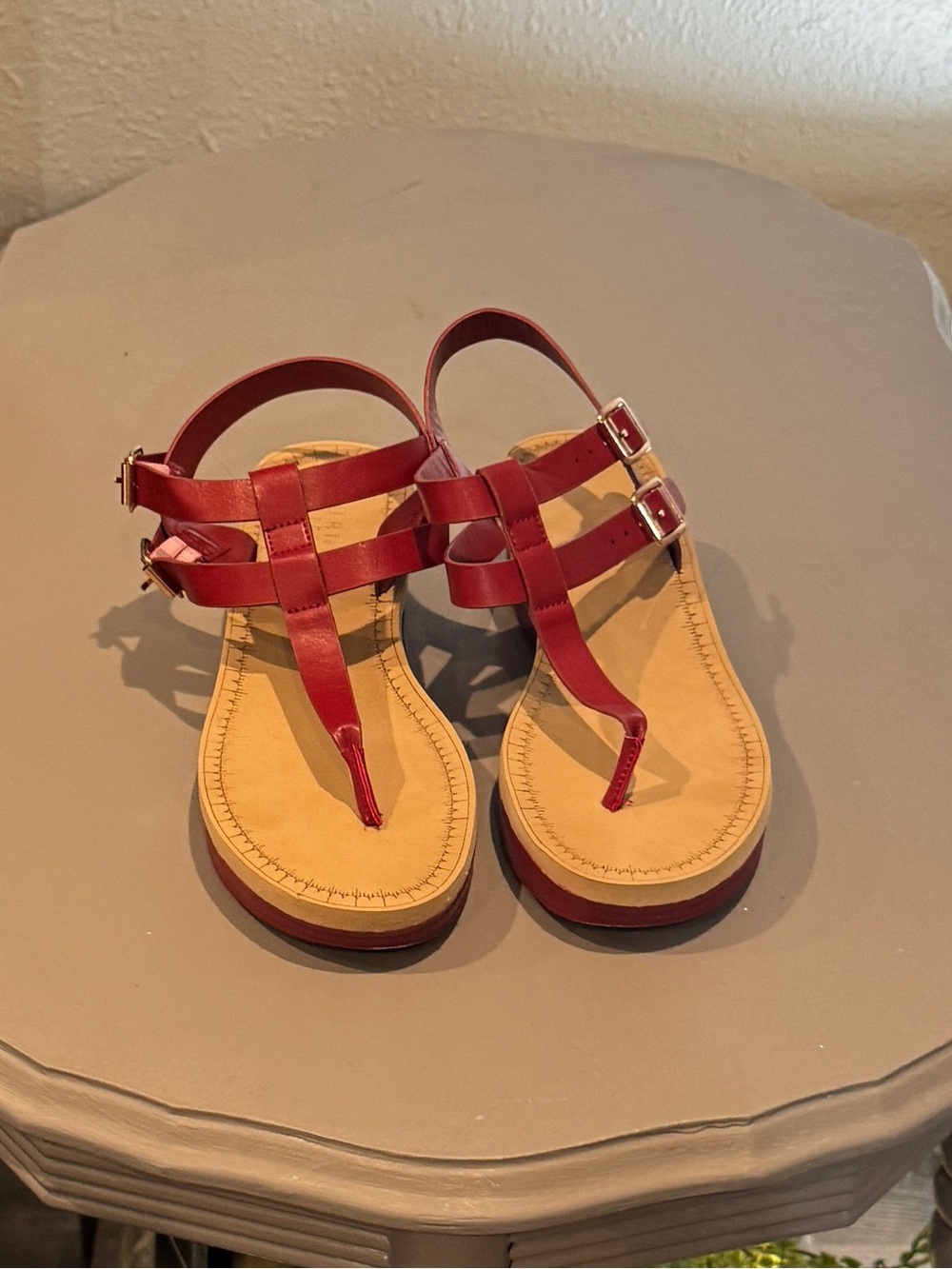 Journey Collection Bianca Women’s Red  T-Strap Sandals